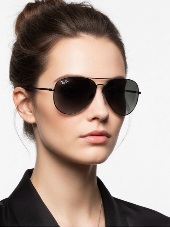 Ray-Ban Highstreet Aviator sunglasses w/ matte black frame & black lenses